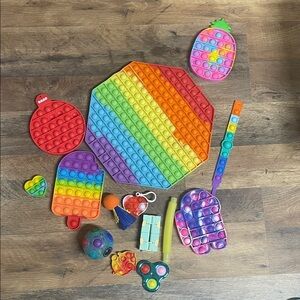Rainbow Silicone Pop-It Fidget Toy Set for Kids - Multicolor